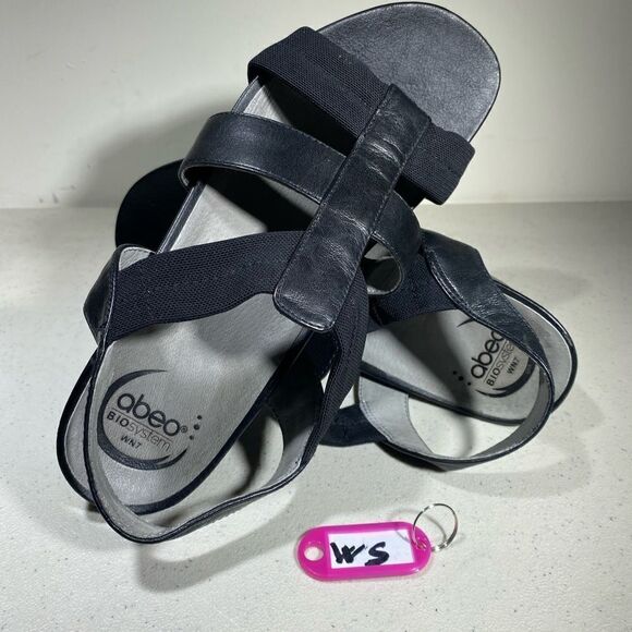 Abeo B.I.O. System Womens Ruth Sandals Black Block Heel Leather Strappy Size 7 - Picture 1 of 7